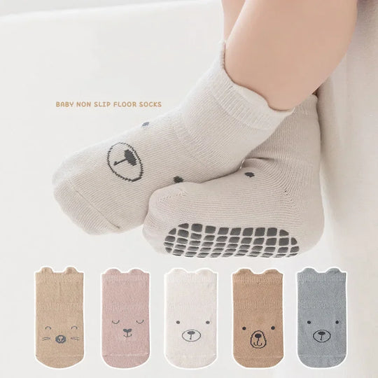 5 Pairs Autumn and Winter Baby Socks with Anti-Slip Grips and Perfect for Toddlers