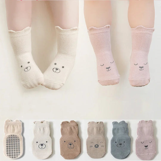5 Pairs Autumn and Winter Baby Socks with Anti-Slip Grips and Perfect for Toddlers