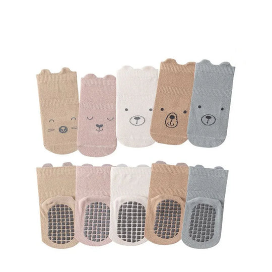 5 Pairs Autumn and Winter Baby Socks with Anti-Slip Grips and Perfect for Toddlers