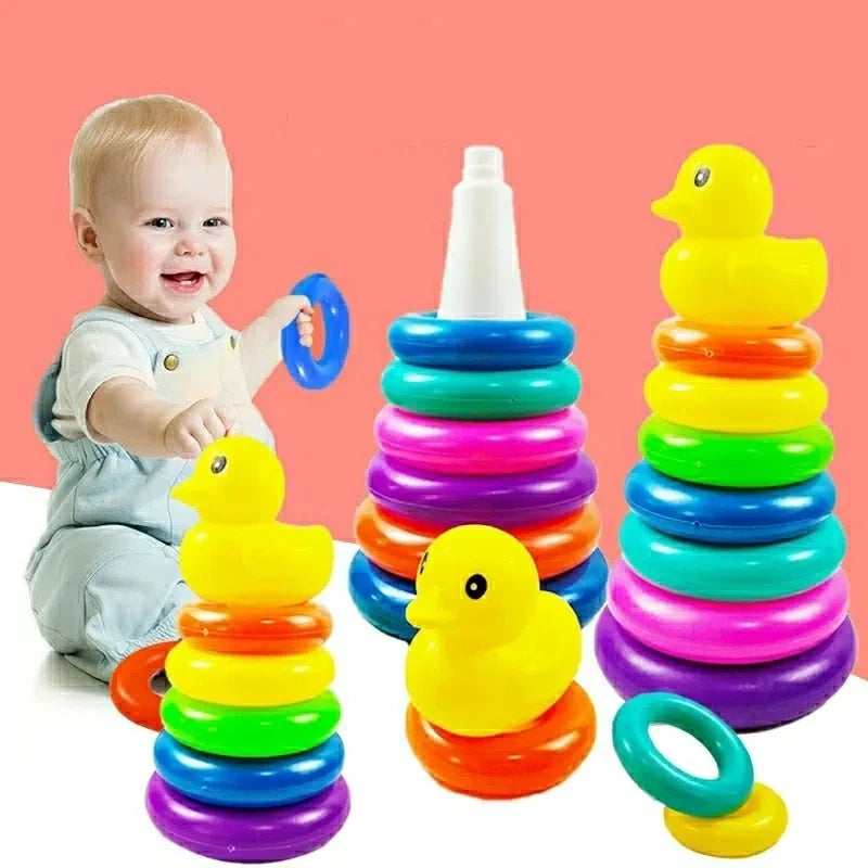 Stacking Ring Toy, Rainbow Balance Stacking Game, 12.01x5.51 inches