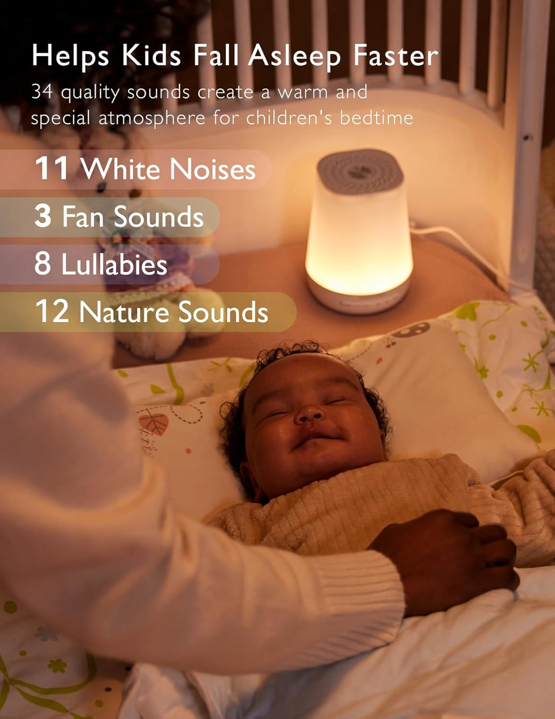 Portable Baby White Noise Machine with Night Light – Rechargeable Sleep Soother for Newborns & Toddlers
