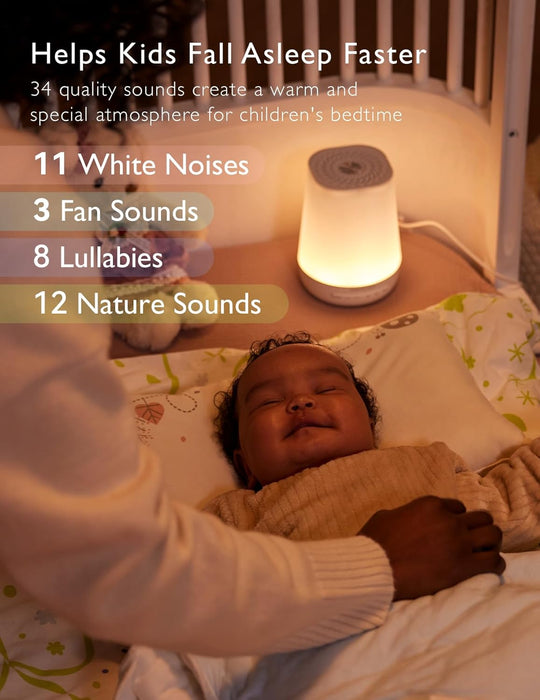 Portable Baby White Noise Machine with Night Light – Rechargeable Sleep Soother for Newborns & Toddlers