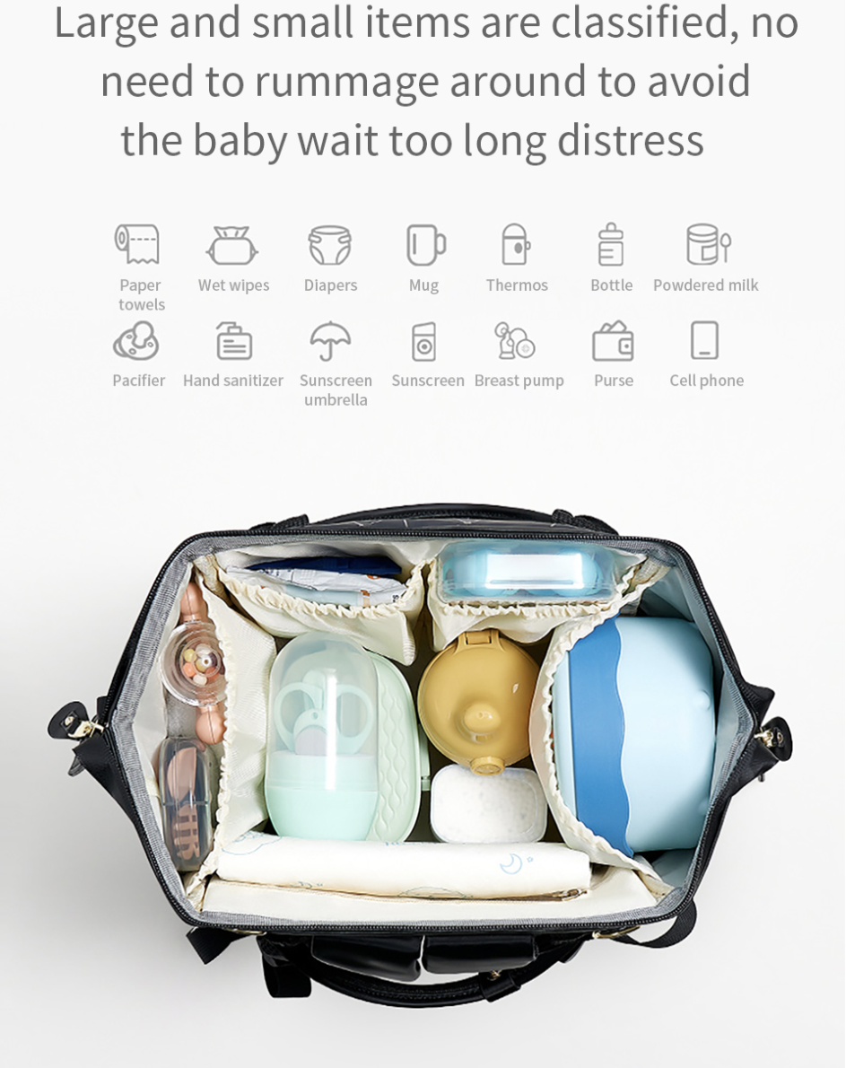 Large Stylish Leather Waterproof Changing Backpack Mothers Instincts