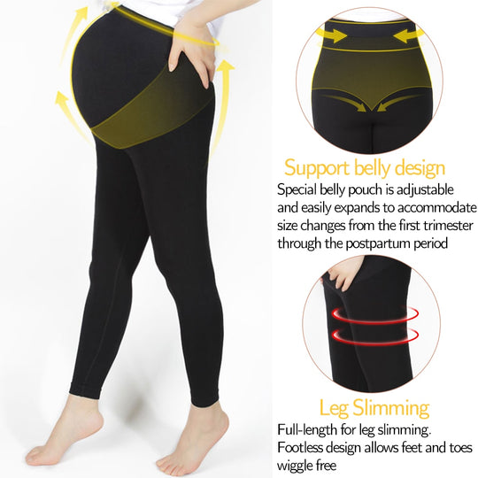 Leggings de Gravidez de Cintura Alta com Suporte para a Barriga