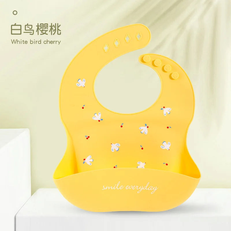 Baby Bibs Waterproof No-wash Silicone Adjustable Weaning Bibs