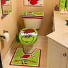 Set di 4 Decorazioni Natalizie per il Bagno del Grinch - Copriwater, Tappeti e Accessori a Tema Mostro Verde