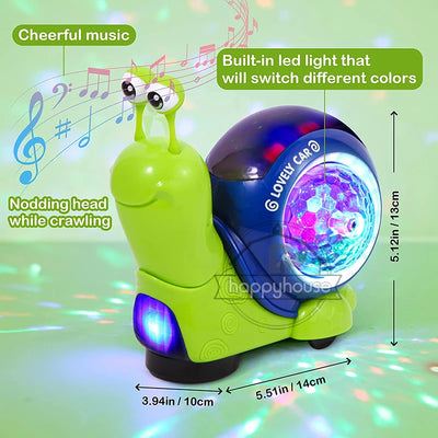 Brinquedo de Bebé Caracol Rastejante com Luz e Música Interativa