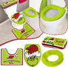 Conjunto de 4 Peças de Decoração de Natal do Grinch para Casa de Banho - Tema do Monstro Verde com Capa de Assento de Sanita e Tapetes