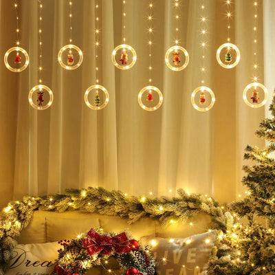 Decoração de Natal com Luzes LED, Plug USB, Grinalda para Quarto