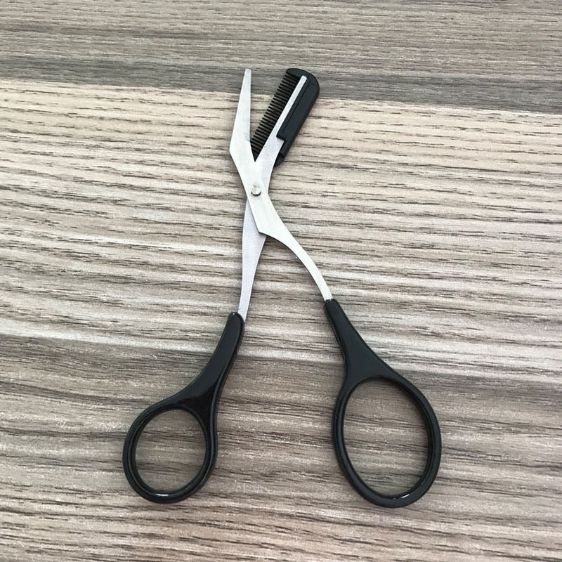 Stainless Steel Eyebrow Scissors, Professional Precision Eyebrow Trimmer Tool with Comb