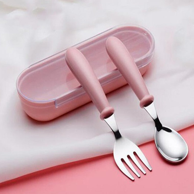 Baby Fork and Spoon Set, Toddler Utensils Stainless Steel