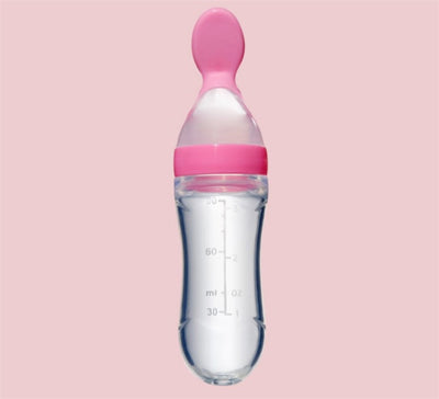 Silicone Baby Bottles, Soft Silicone Feeding Bottles, Feeder Bottle With Spoon