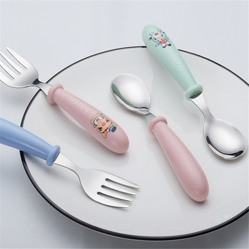 Baby Fork and Spoon Set, Toddler Utensils Stainless Steel