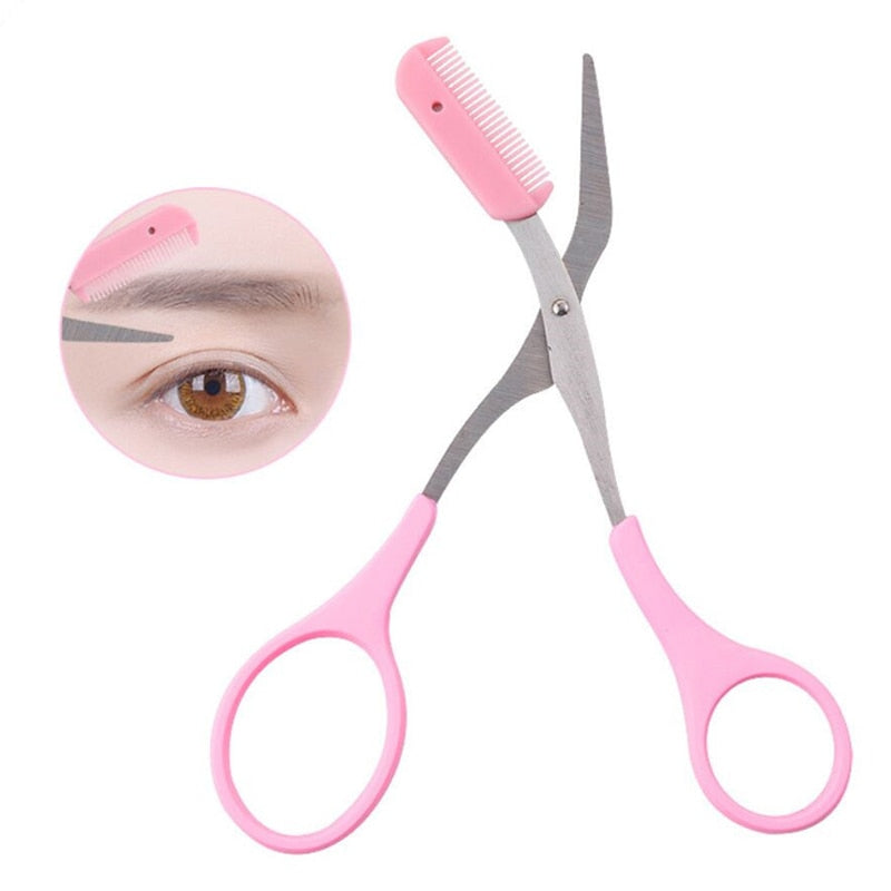 Stainless Steel Eyebrow Scissors, Professional Precision Eyebrow Trimmer Tool with Comb