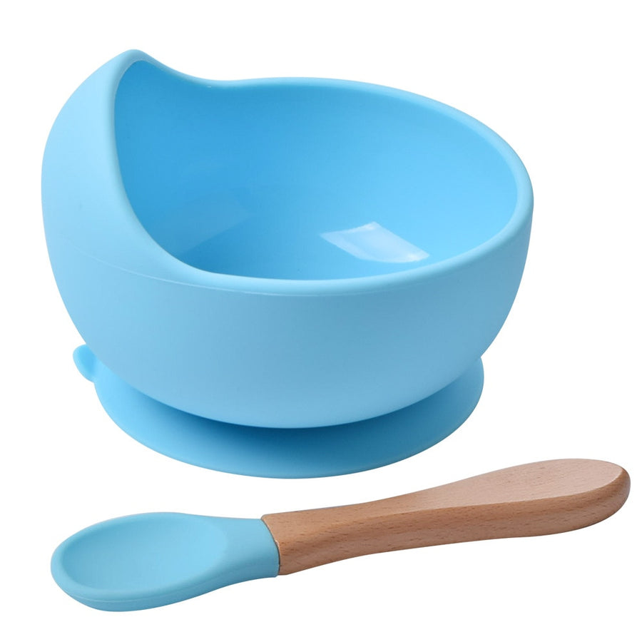 Silicone Bowl and Spoon Set, Baby Feeding Bowl 