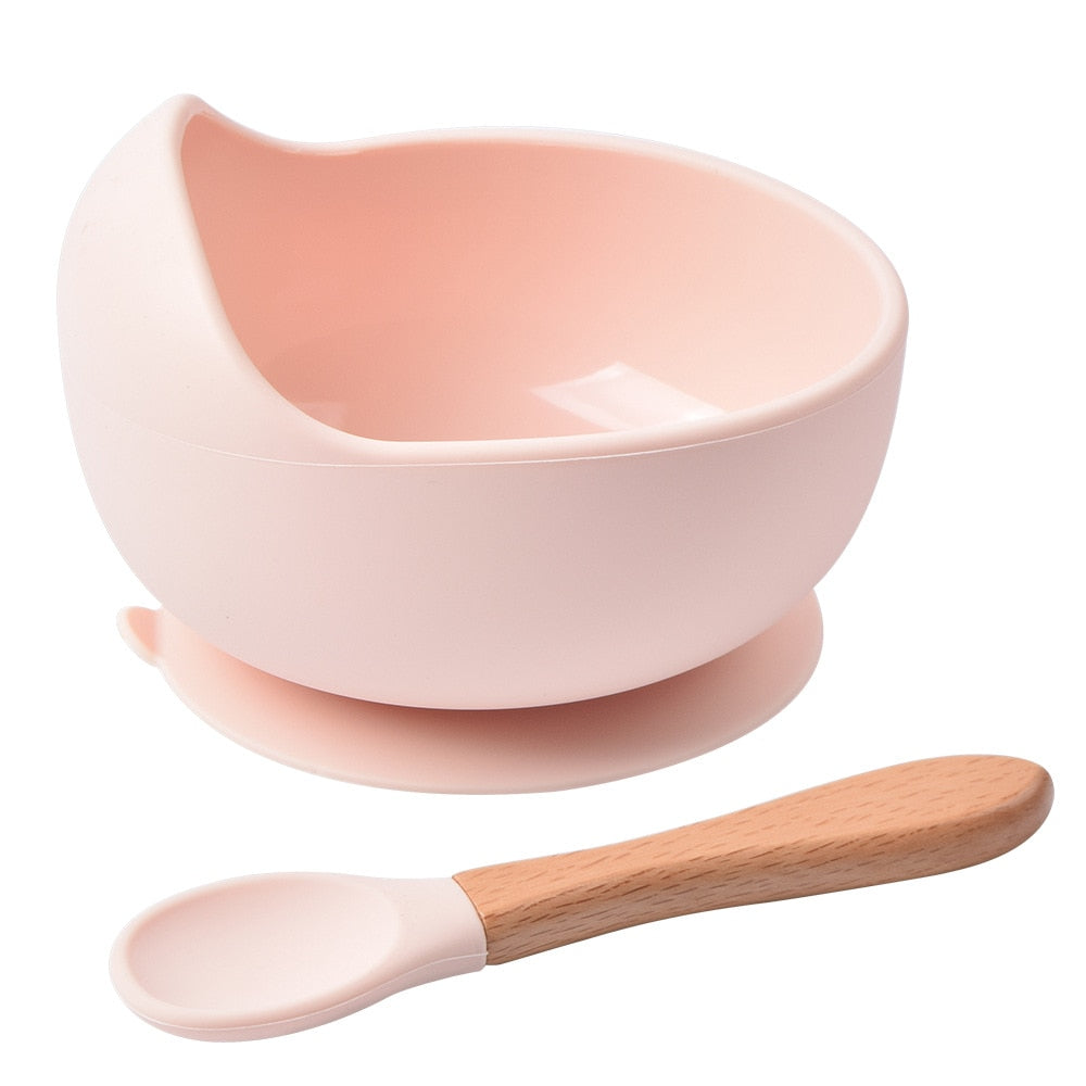 Silicone Bowl and Spoon Set, Baby Feeding Bowl 