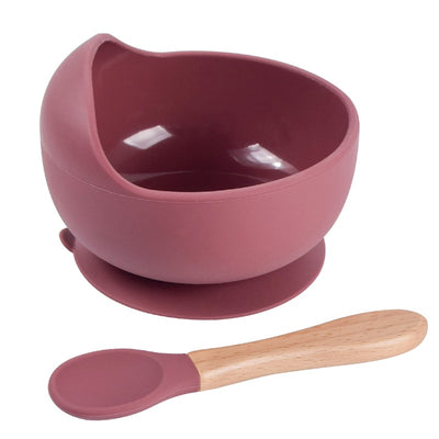 Silicone Bowl and Spoon Set, Baby Feeding Bowl