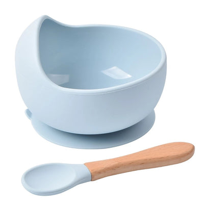 Silicone Bowl and Spoon Set, Baby Feeding Bowl