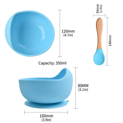 Silicone Bowl and Spoon Set, Baby Feeding Bowl