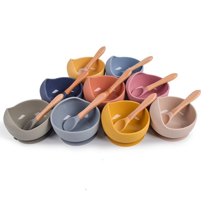 Silicone Bowl and Spoon Set, Baby Feeding Bowl