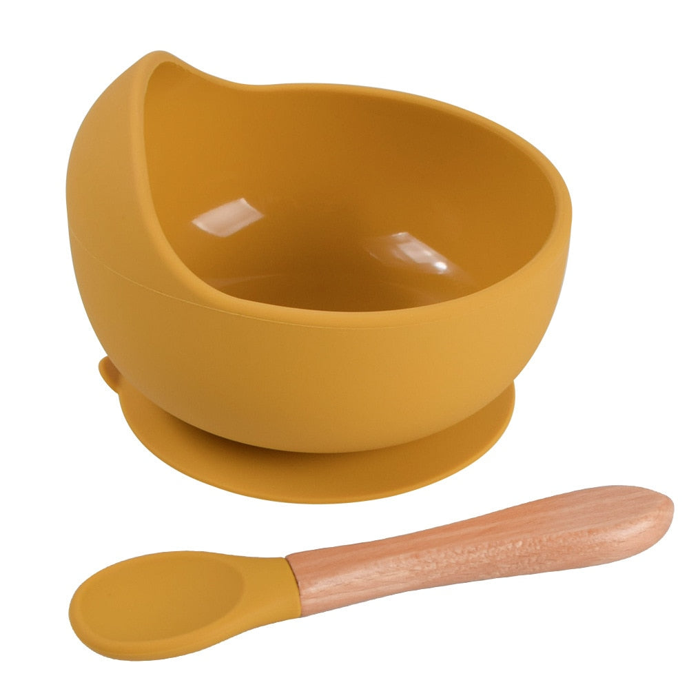 Silicone Bowl and Spoon Set, Baby Feeding Bowl 